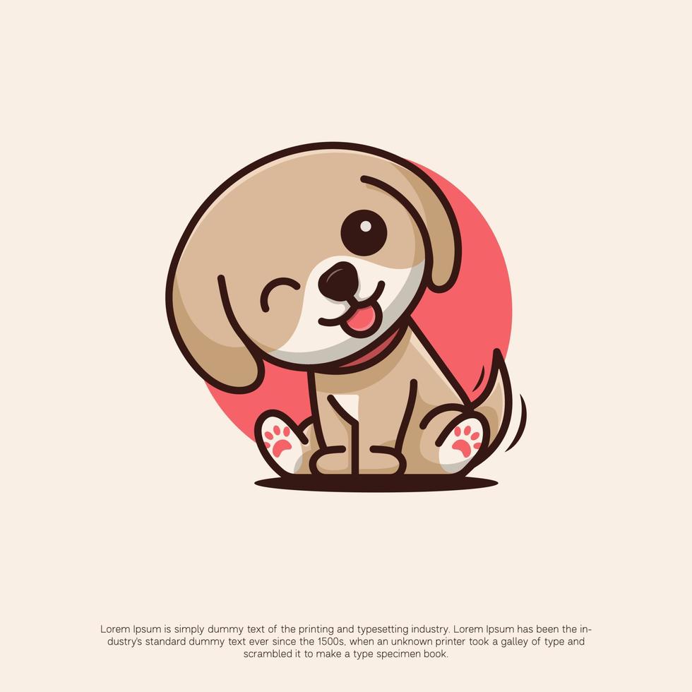 cute dog logo with kawaii style vector