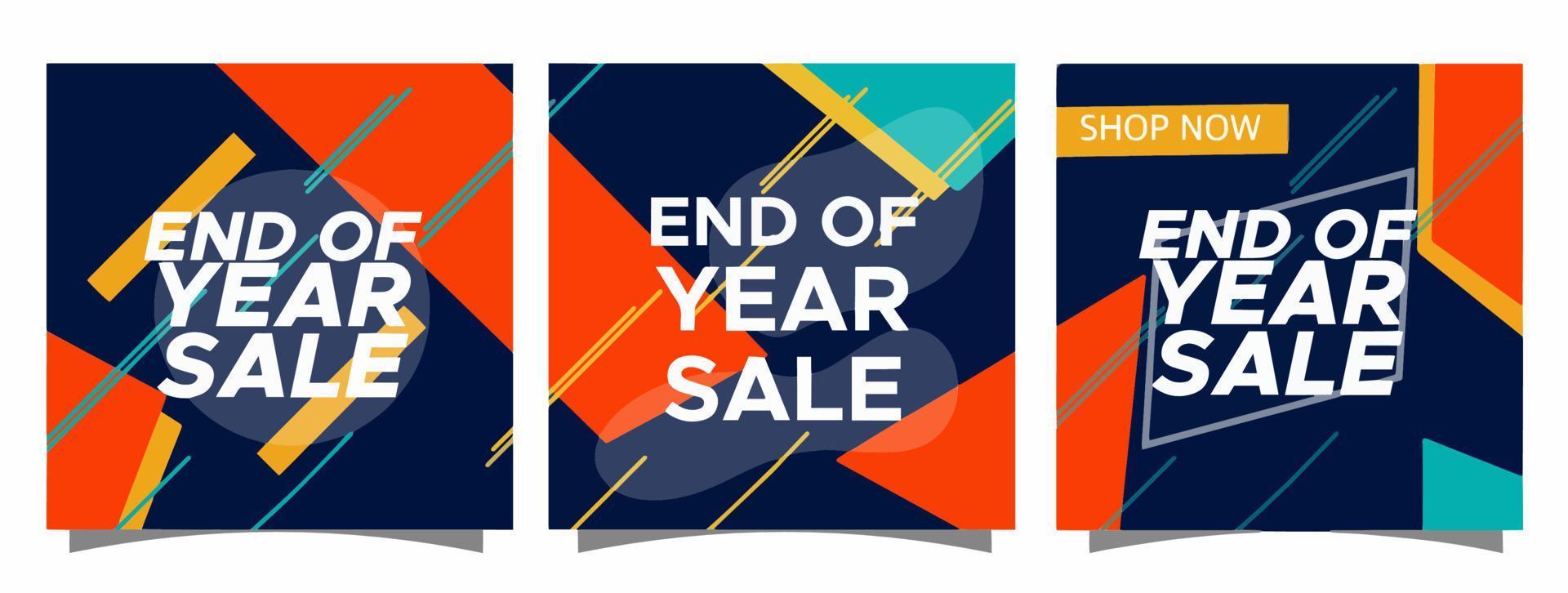 set of banners, year end sale social media post template vector