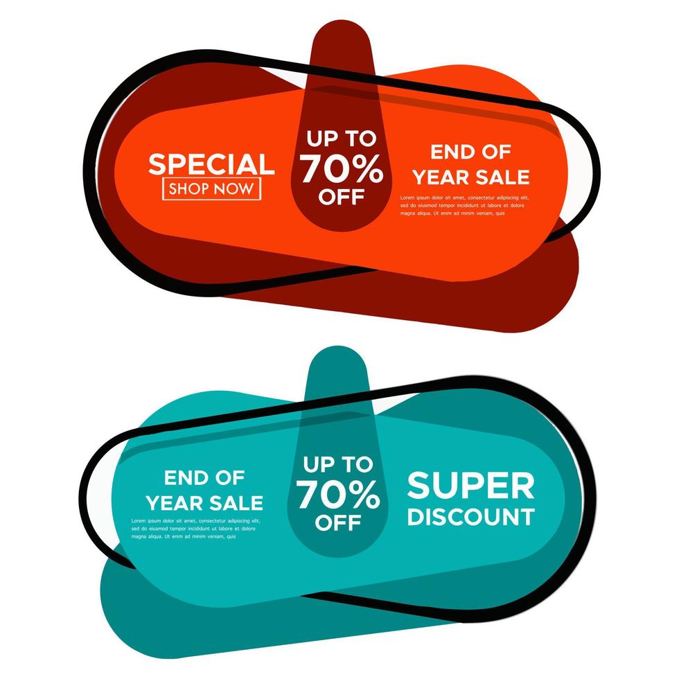 special discount for the year-end banner collection with the shape of vector