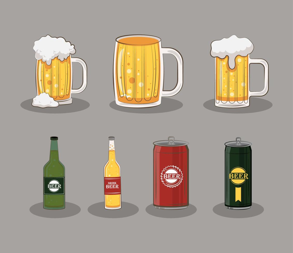 beers bottles and glass vector