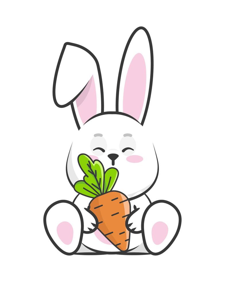 cute rabbit with carrot vector