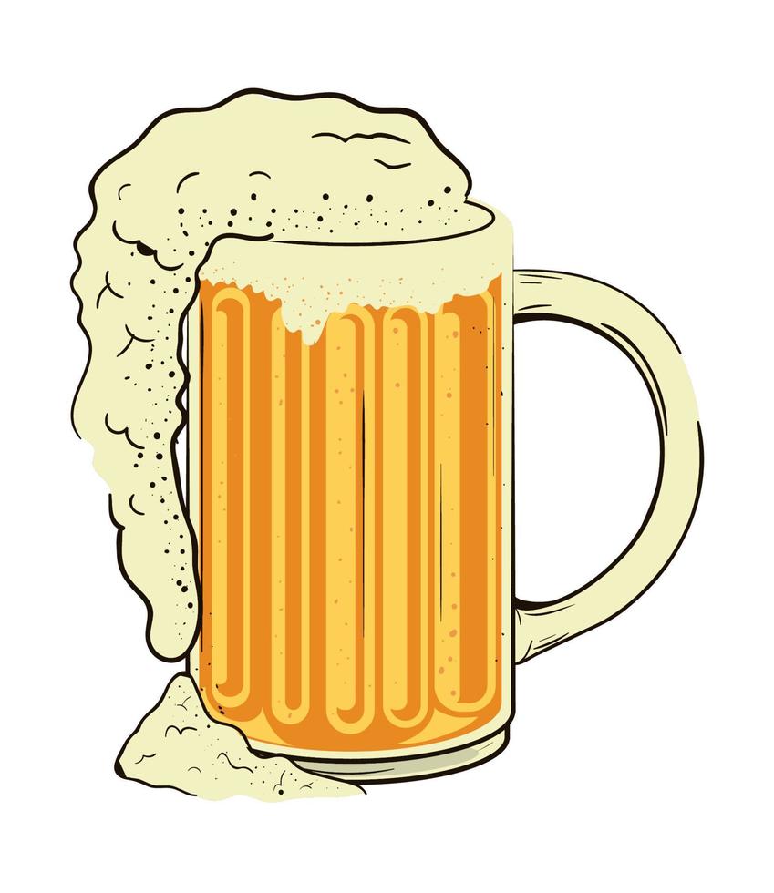 beer glass with foam vector