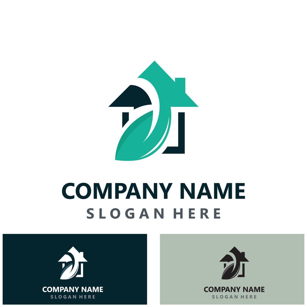 Green home logo friendly creative ecology simple design template vector
