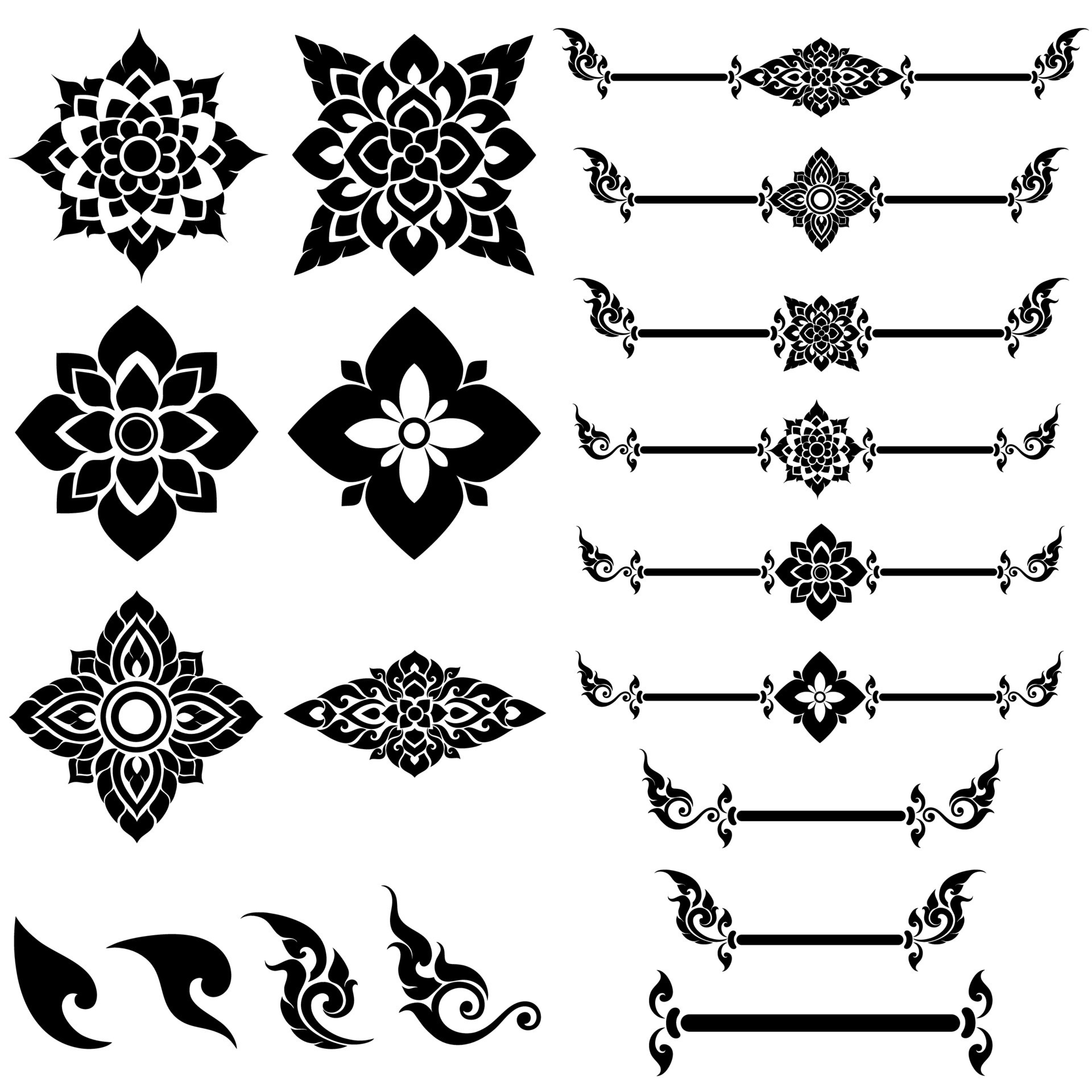Thai Pattern for Decoration PraJamYam Flower of Thailand and Border of