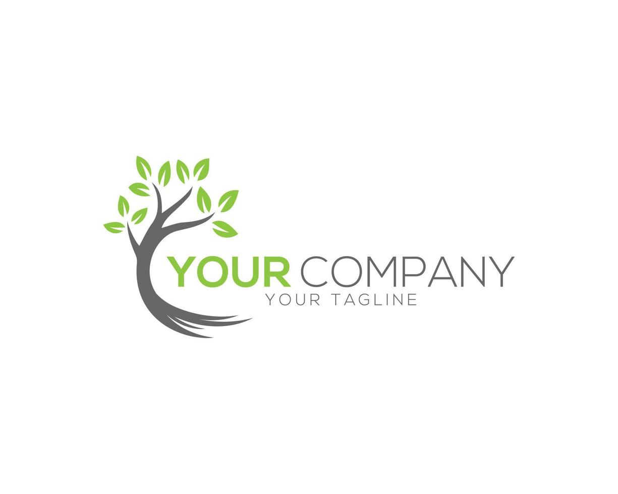 Abstract Tree And Roots Logo Design Isolated Vector Template.