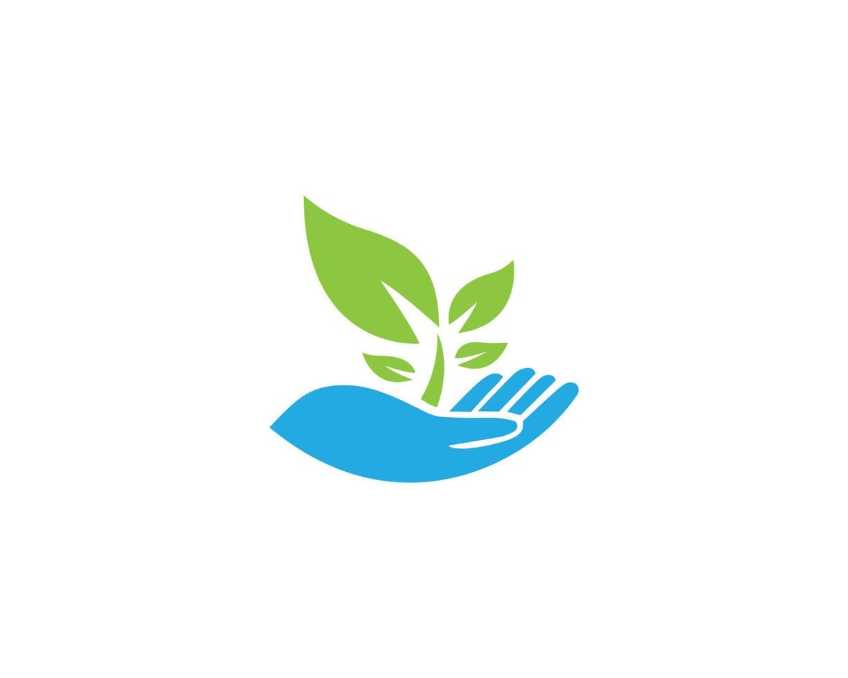 naturaleza mano hoja logo icono diseño vector ilustración plantilla.