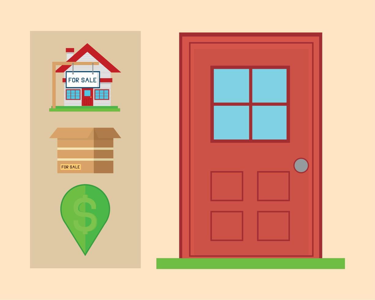 real estate property, icons vector