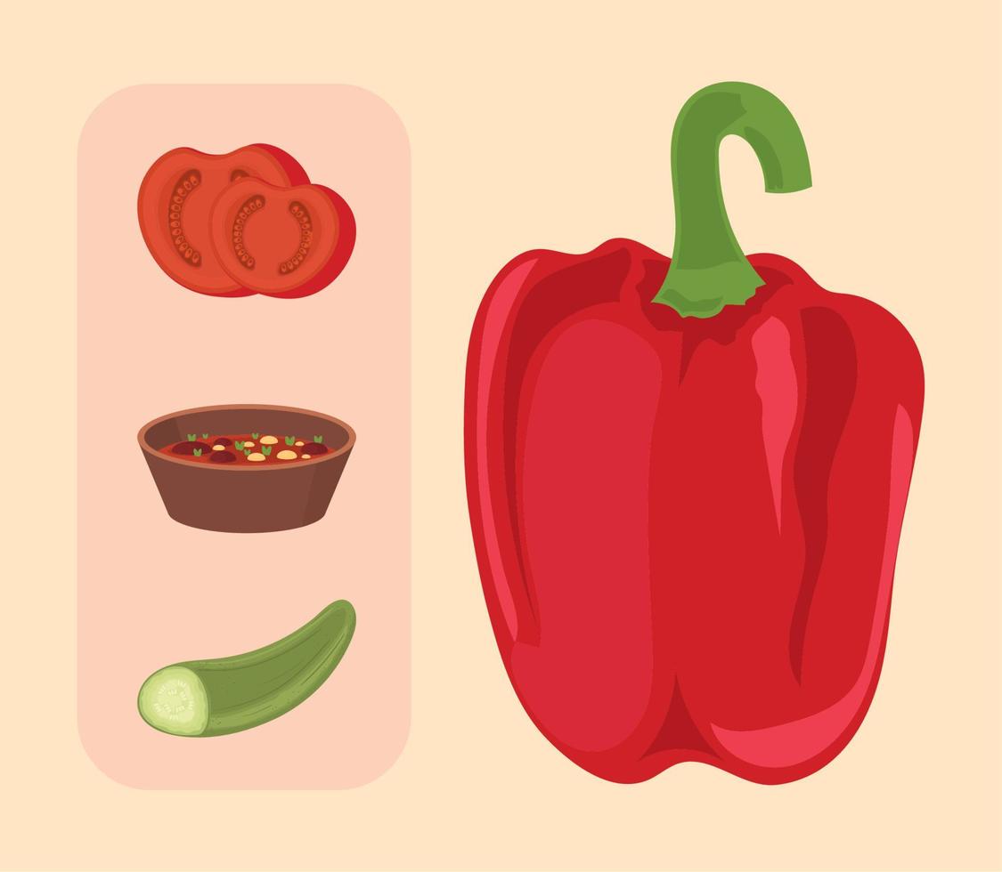 conjunto de verduras y salsa vector