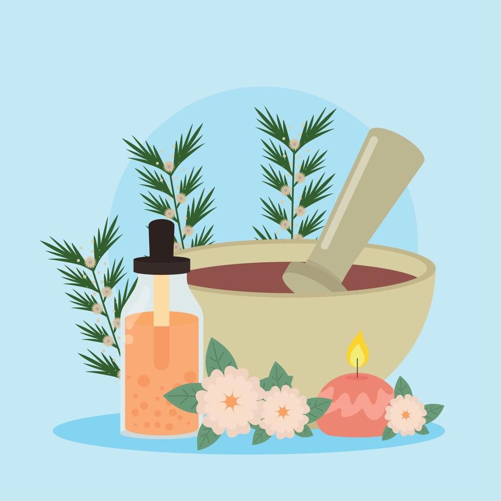 candle and aromatherapy oil vector