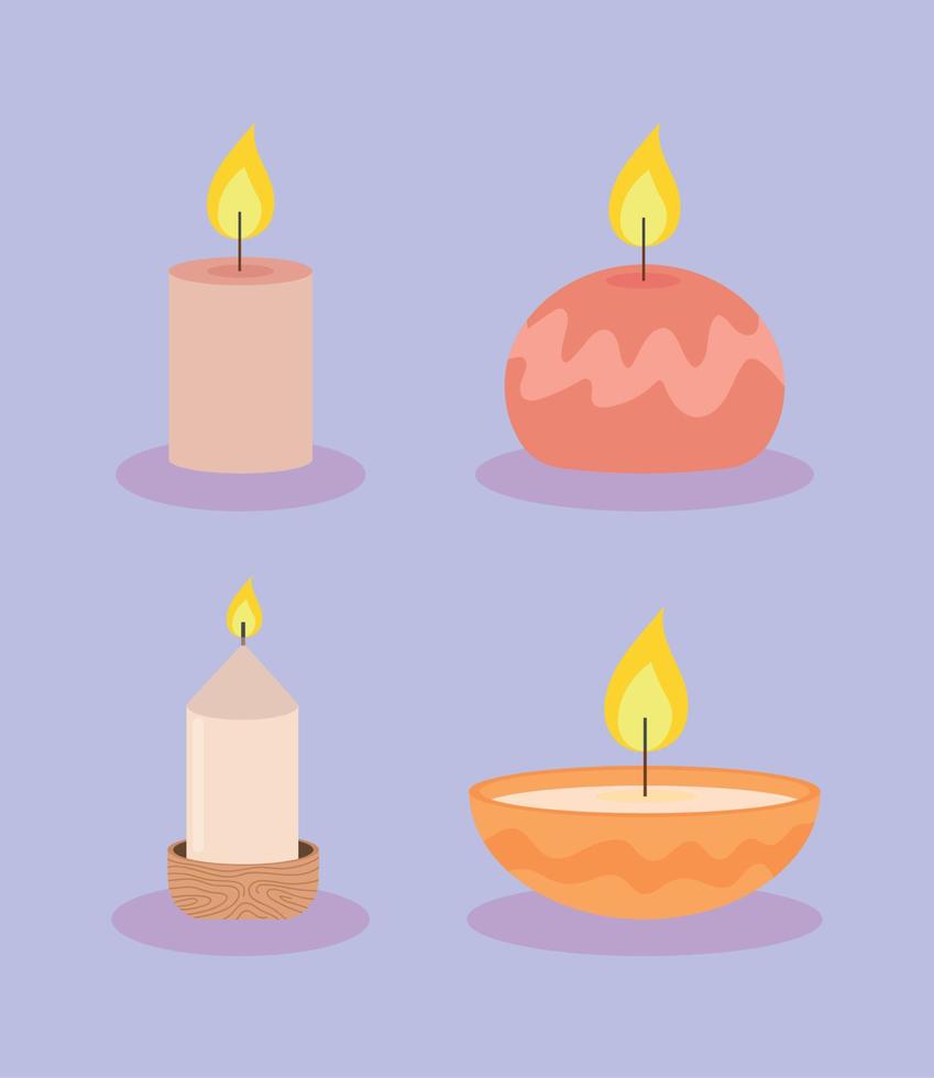 conjunto de velas encendidas vector