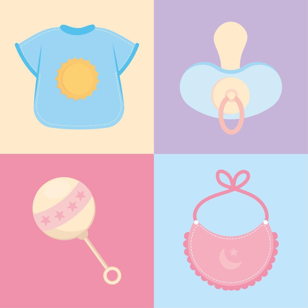 baby clothes icons vector