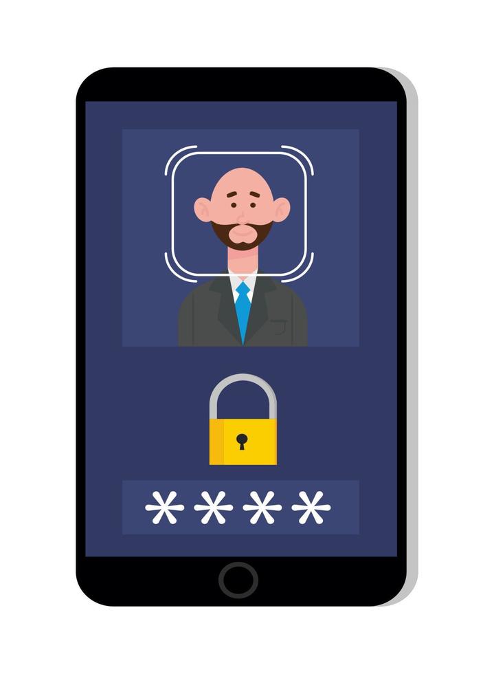 smartphone password login vector
