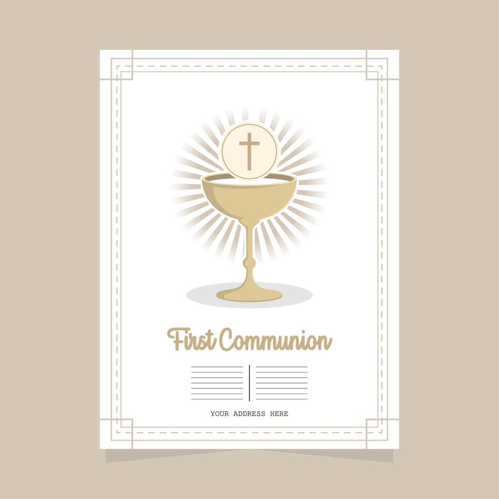 first communion greeting card vector