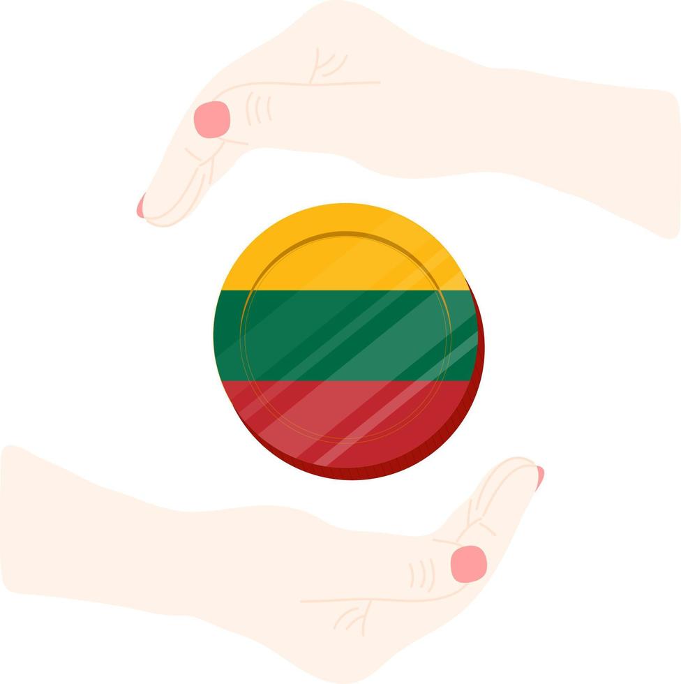 Lithuanian Flag hand drawn,Lithuanian litas hand drawn vector