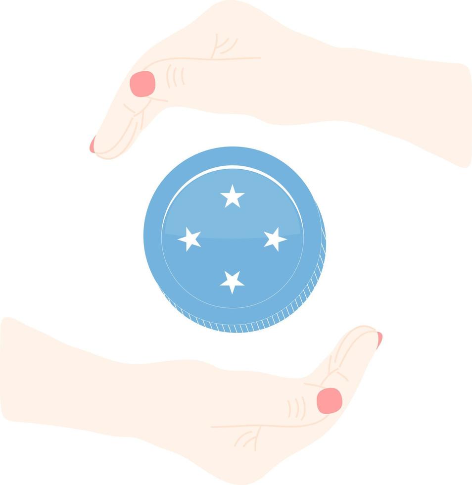 Micronesia Flag hand drawn,Dollar hand drawn vector
