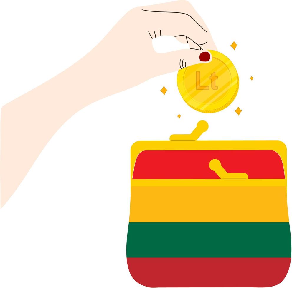 Lithuanian Flag hand drawn,Lithuanian litas hand drawn vector