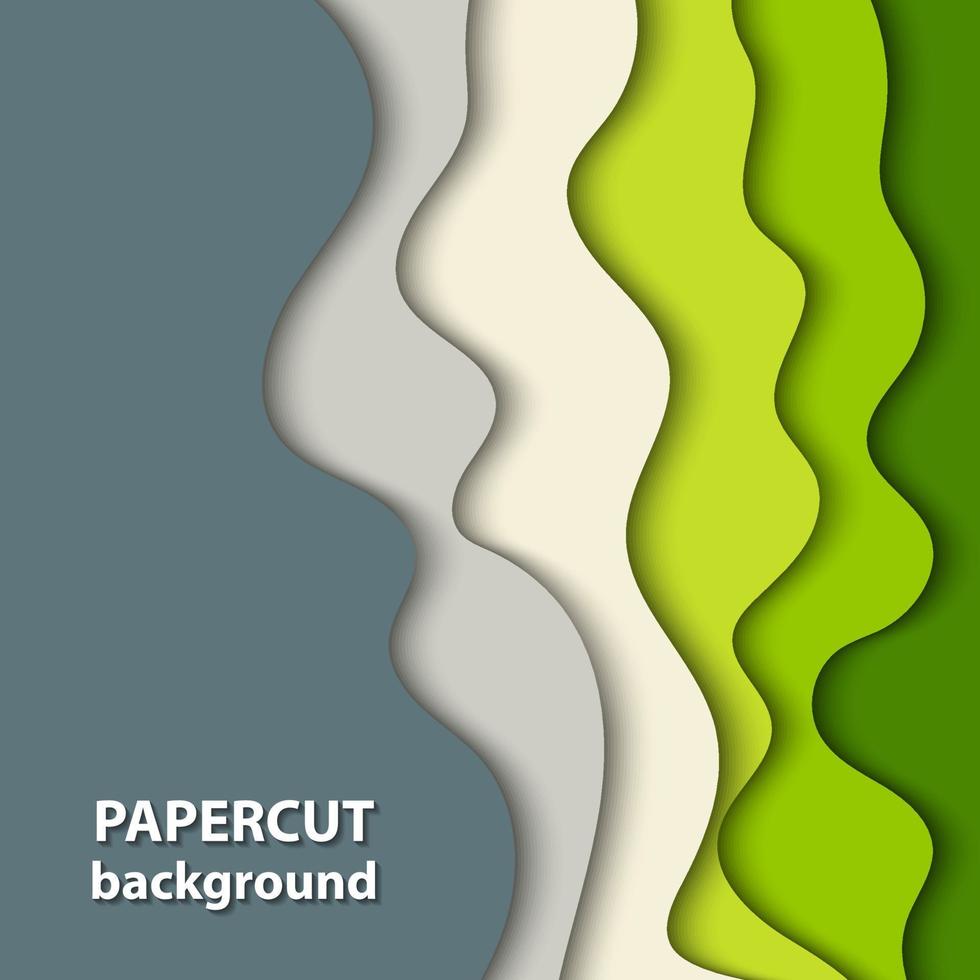 fondo vectorial con formas de corte de papel de color verde caribeño y beige brillante. Estilo de arte de papel abstracto 3d, diseño de diseño para presentaciones de negocios, volantes, carteles, impresiones, tarjetas, portada de folleto. vector