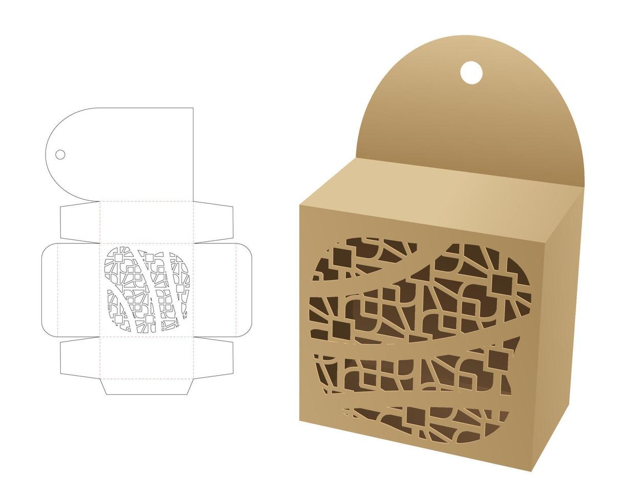 caja colgante con plantilla troquelada de ventana estampada y maqueta 3d vector