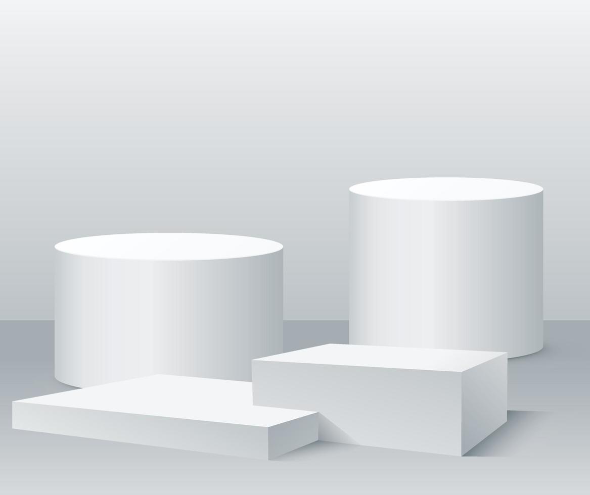 4 mockup podiums for product presentation on white background vector