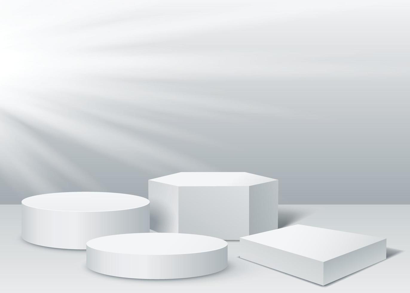 4 mockup podiums for product presentation on white background vector