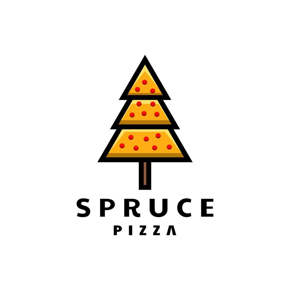 Pizza and spruce tree combinations,in background white ,vector logo design editable vector