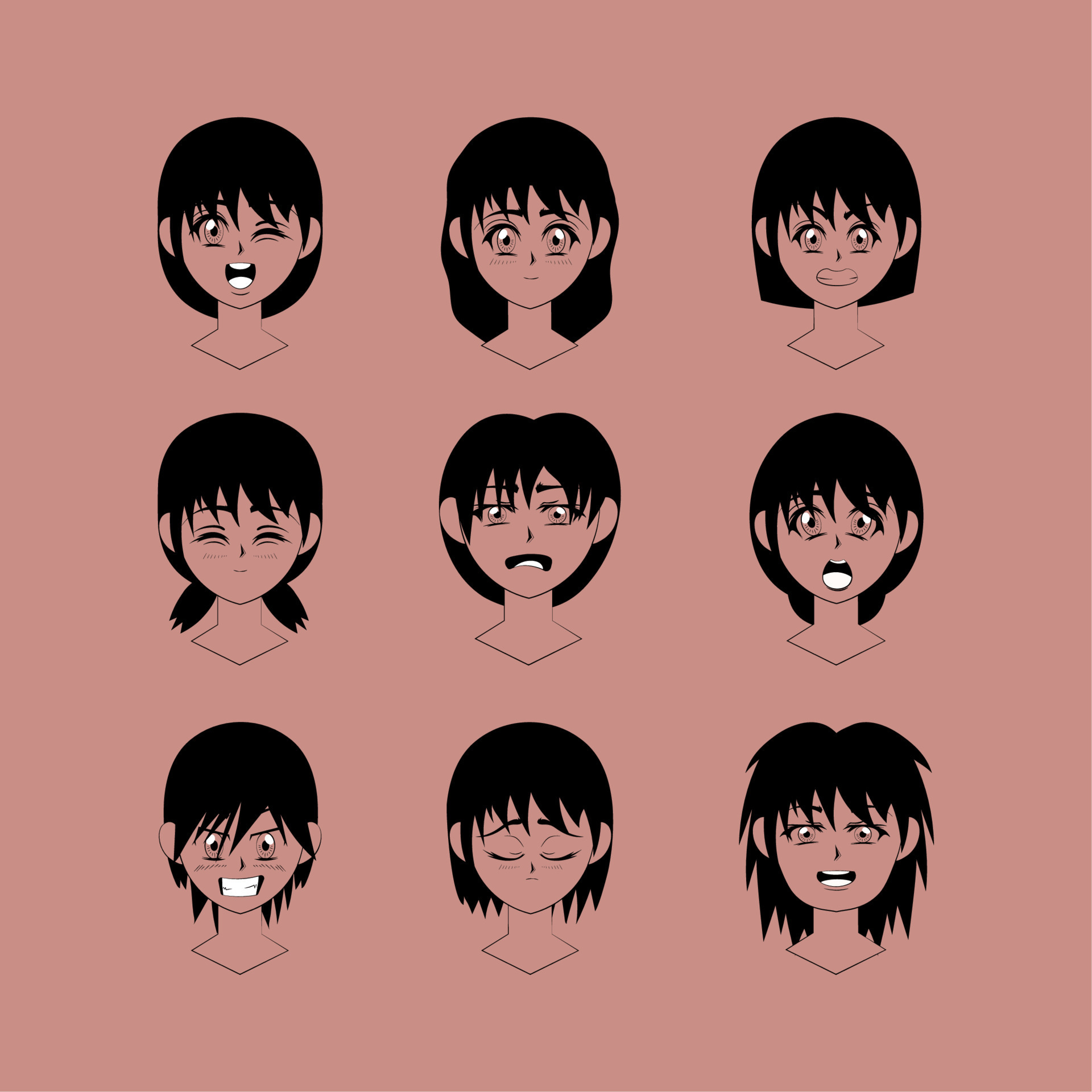 Download The Anime Characters Have Different Faces