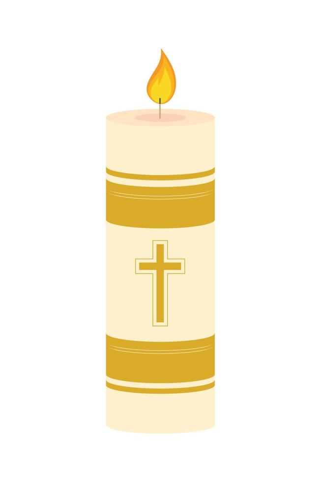 lit candle with cross vector