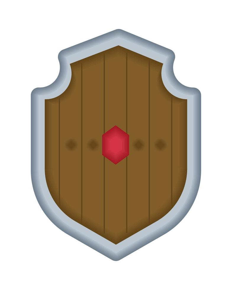 wooden shield retro icon vector