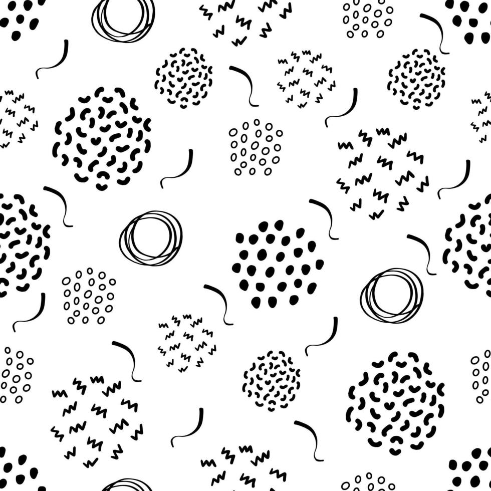 Seamless pattern with hand drawn trendy abstract shapes. Vector illustration.