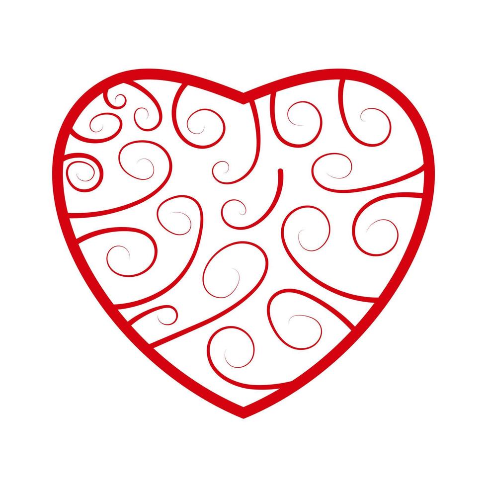 Red heart on white background. Vector. vector