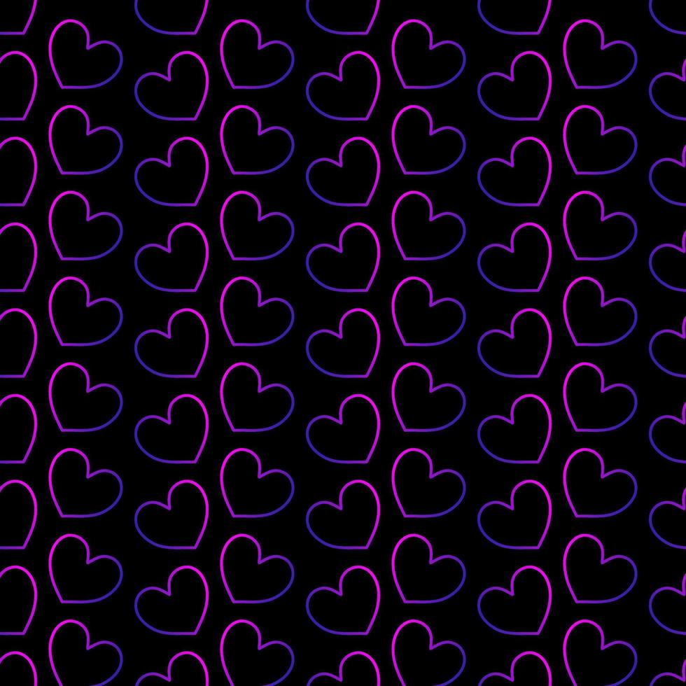 Gradient hearts pattern on black background. Vector. vector