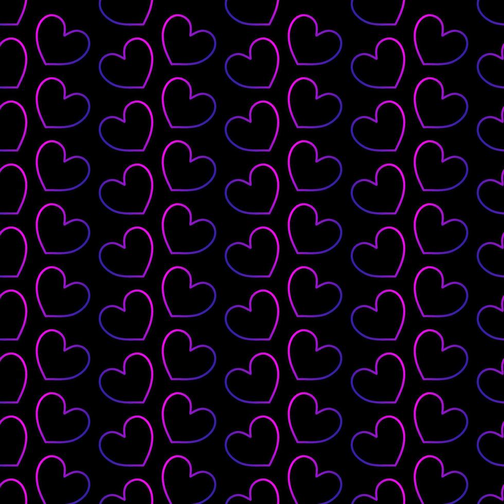 Gradient hearts pattern on black background. Vector. vector