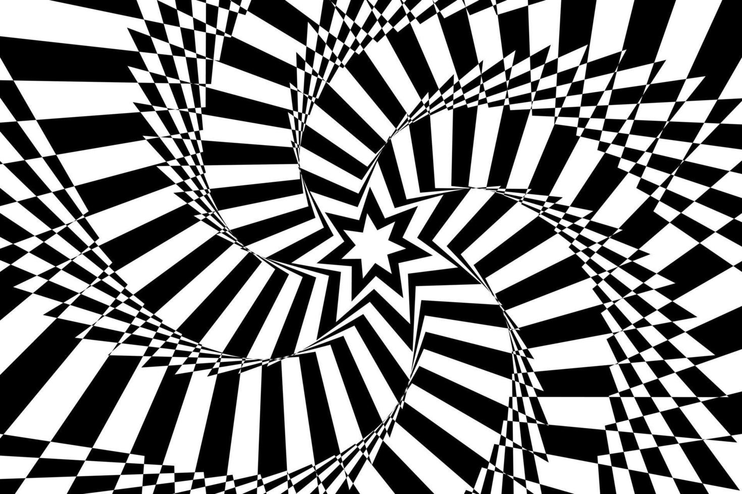 fondo abstracto de ilusión óptica con una estrella. en blanco y negro. vector. vector