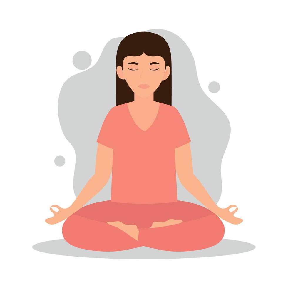 mujer practicando yoga de meditación vector