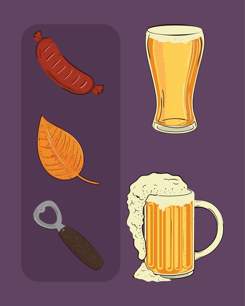 fiesta de bebidas oktoberfest vector