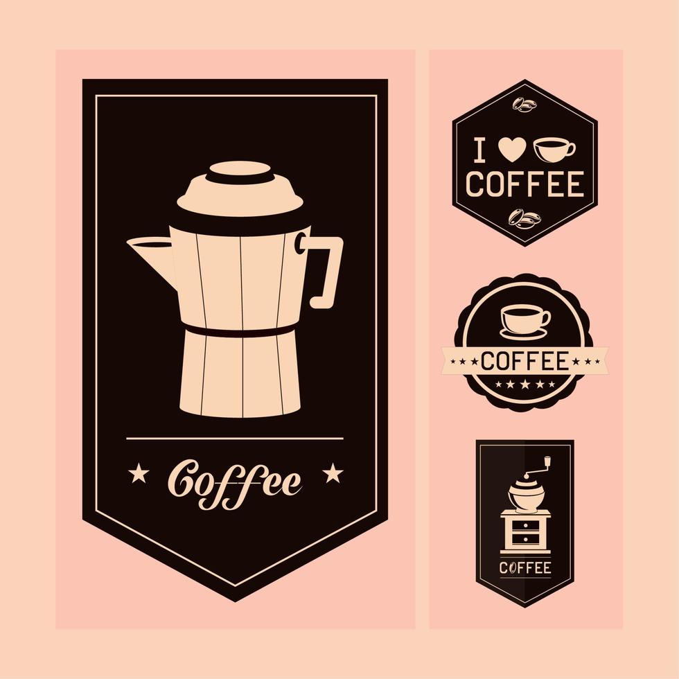 etiquetas de iconos de café vector