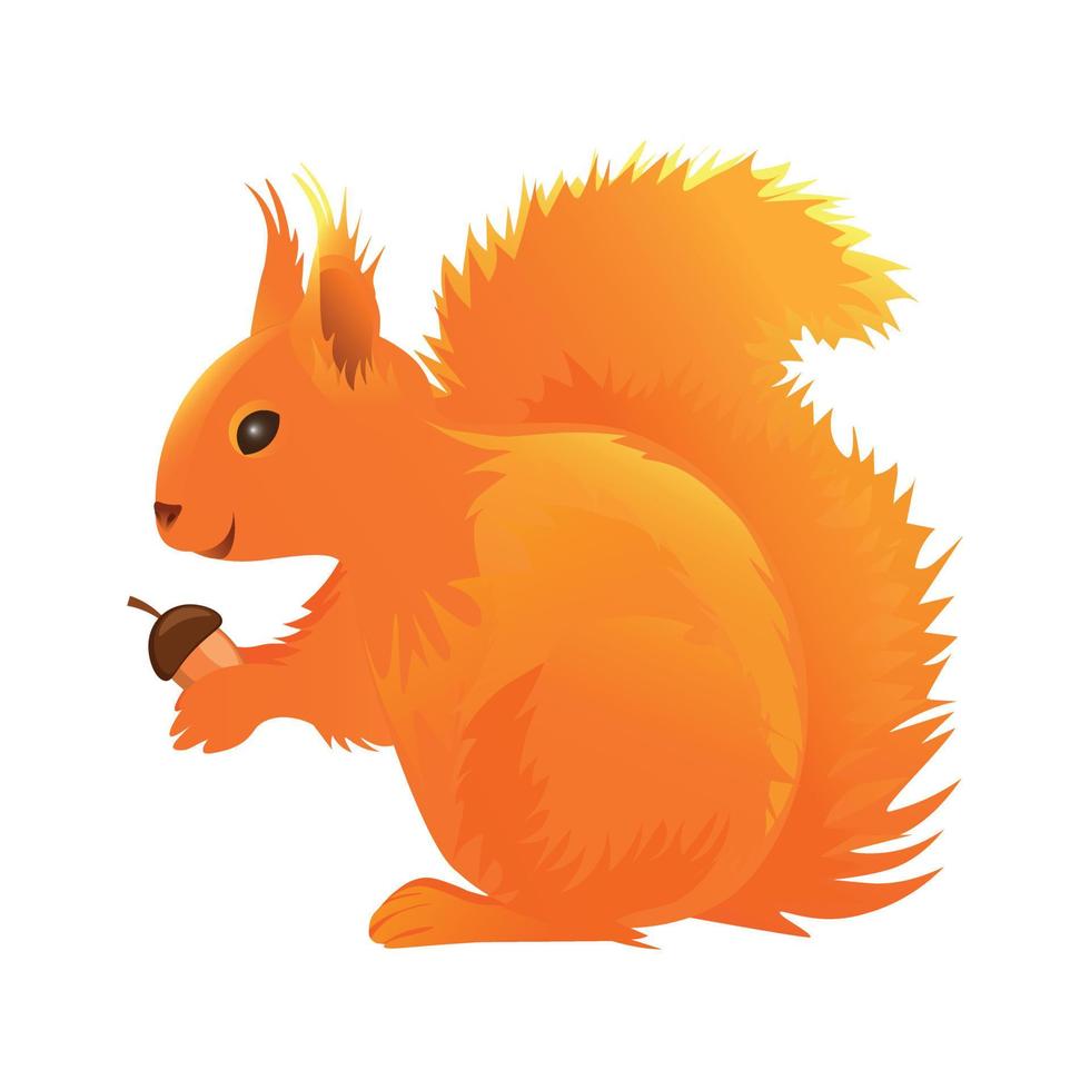 Realistic Vector Illustration of Squirrel with Acorn