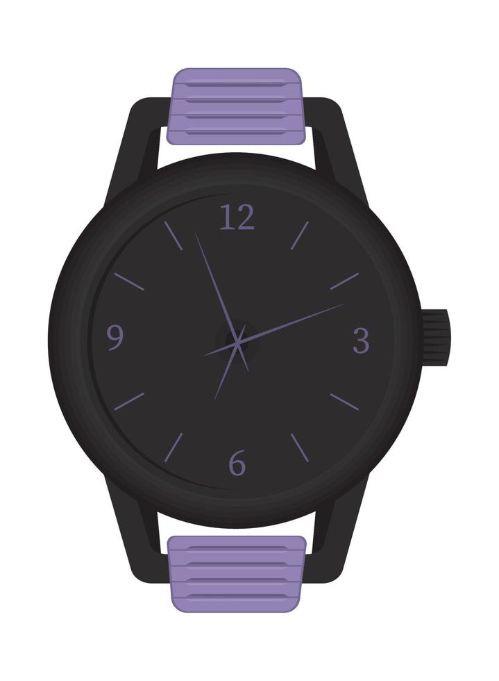 black wristwatch icon vector