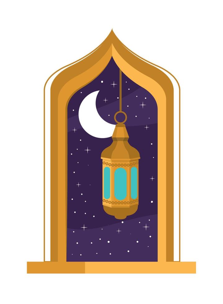 muslim lantern moon vector