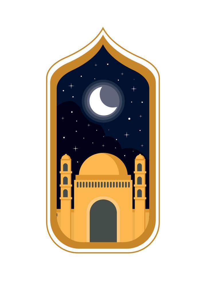 temple night moon vector