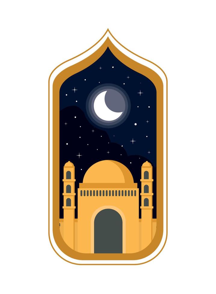 templo noche luna vector