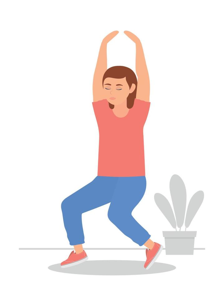 mujer yoga estilo de vida vector