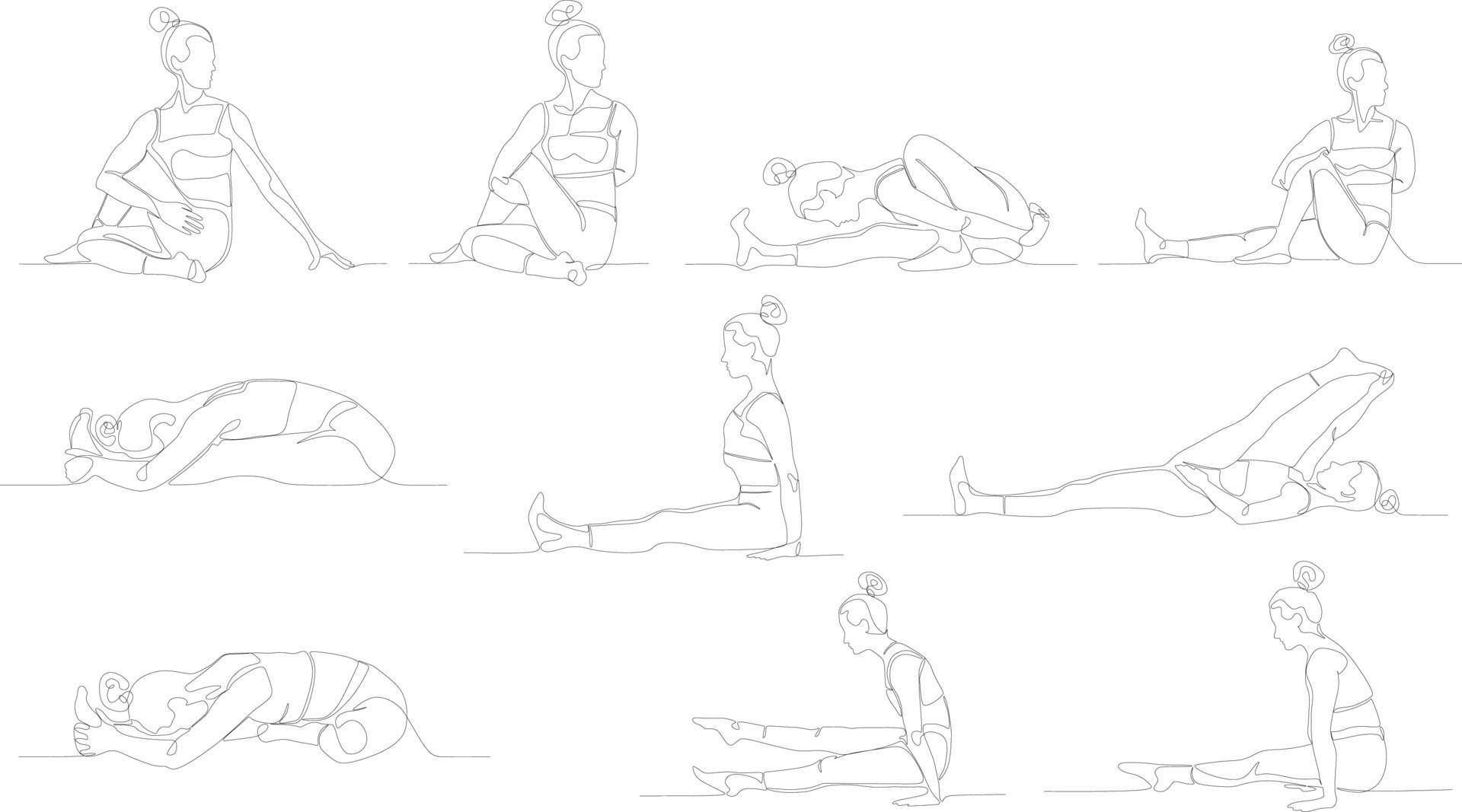 A set of yoga poses. Set of slim athletic young woman and man doing yoga  exercises. Healthy lifestyle. 5456475 Vector Art at Vecteezy