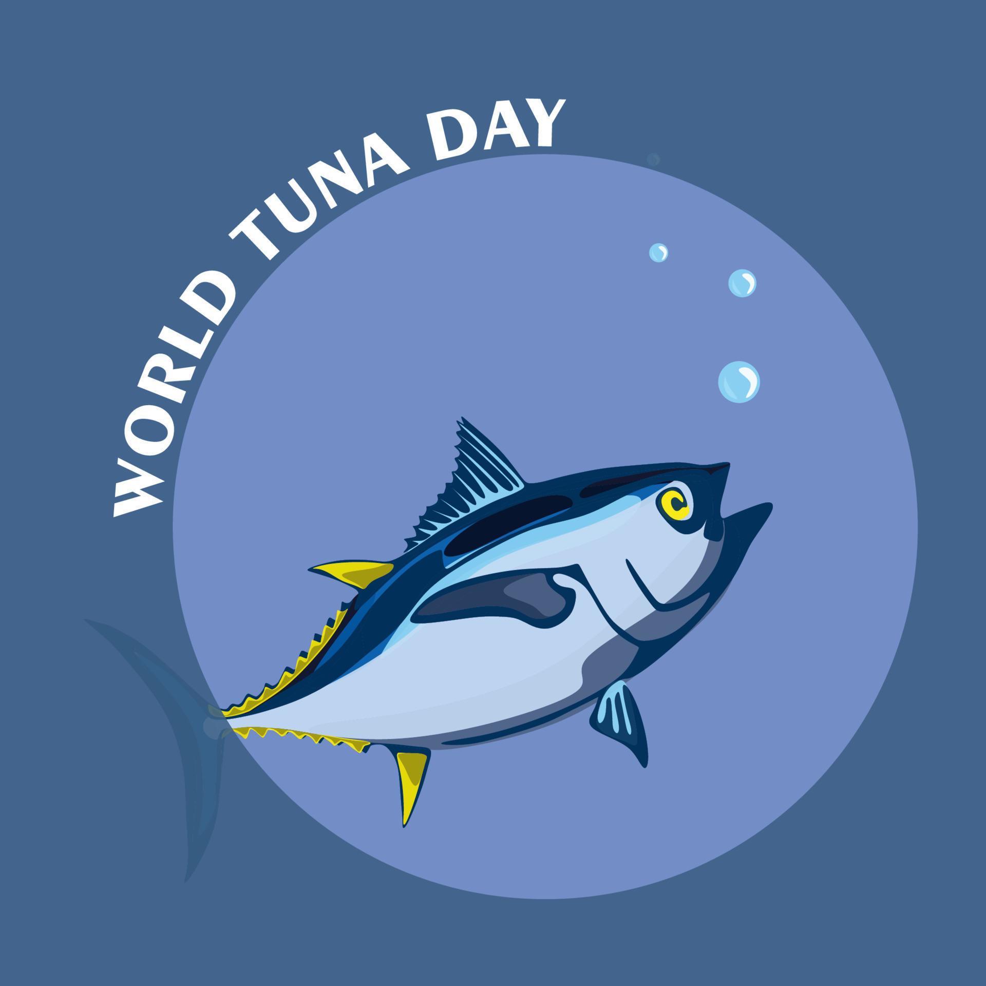World Tuna Day Illustration. Vector isolated tuna fish stylized clipart