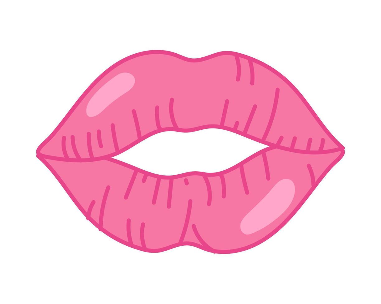 pink female lips 90s icon vector