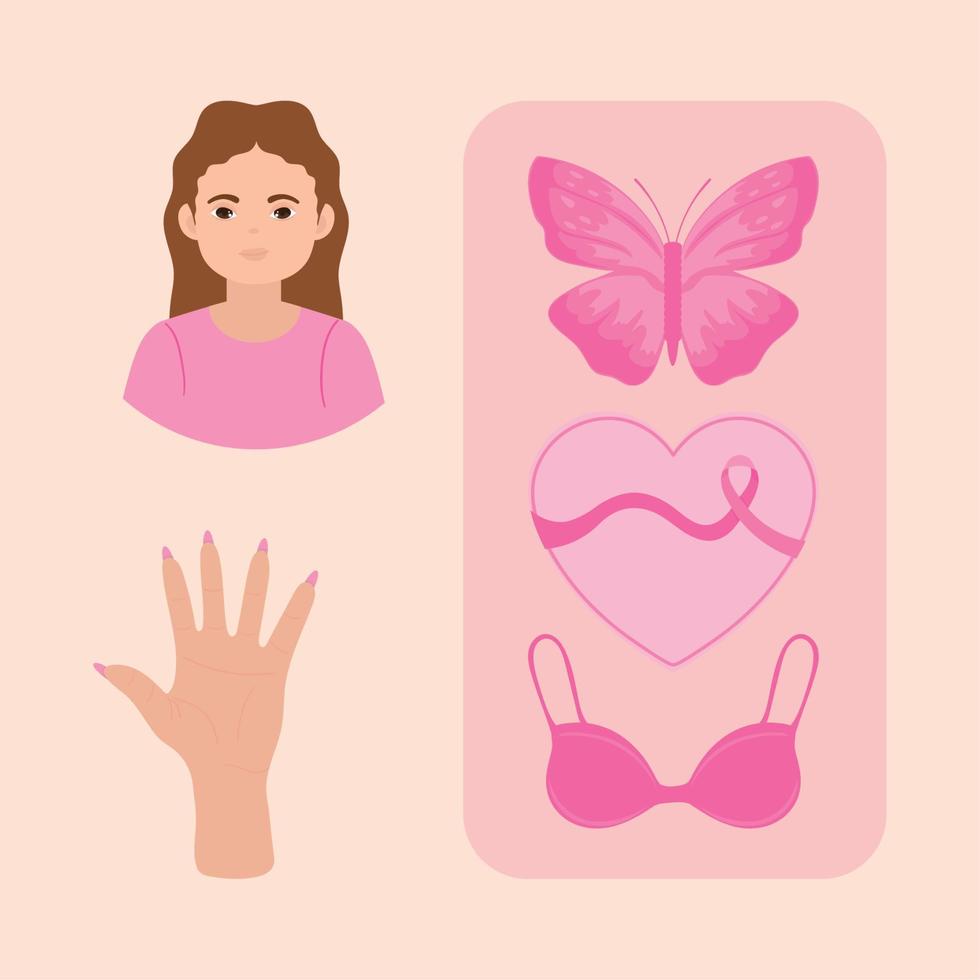 set of breast cancer awareness vector