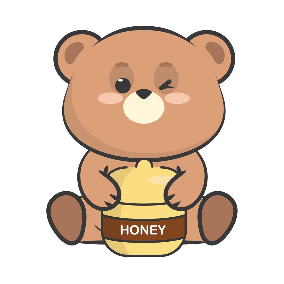 cute bear with honey vector