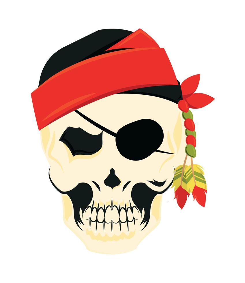 pirate skull with bandana vector