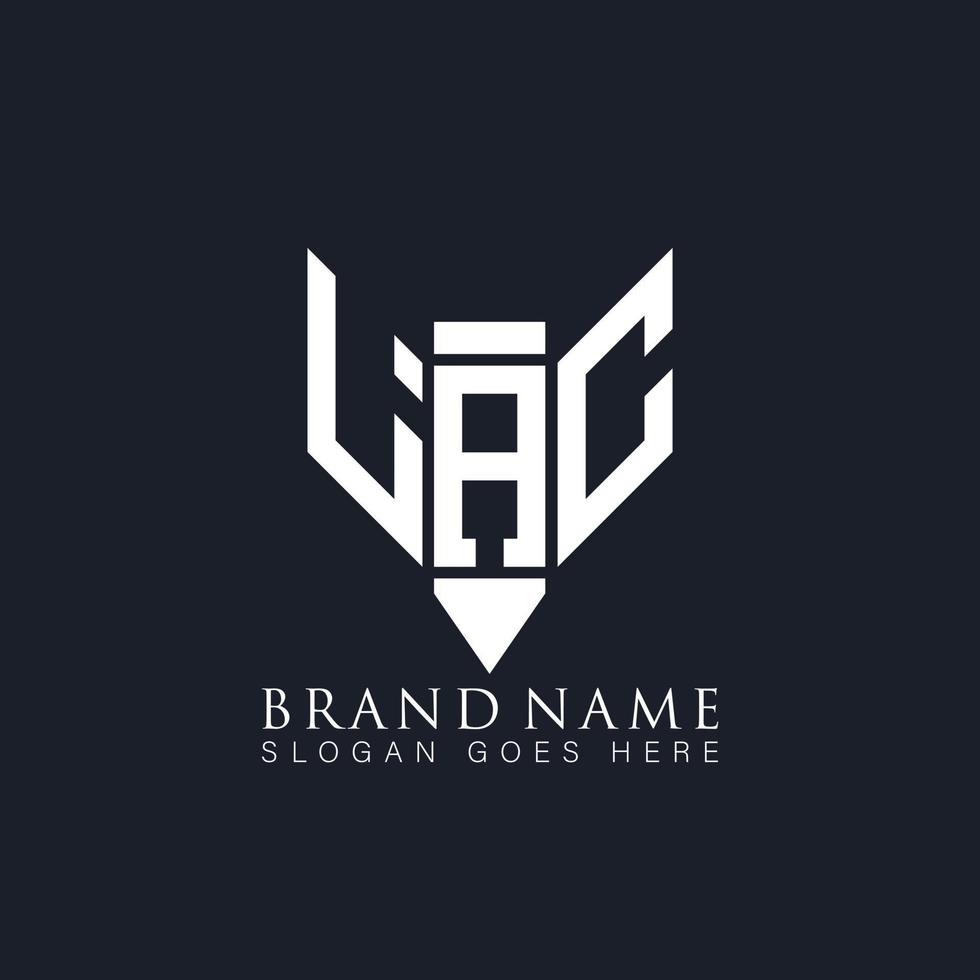 diseño de logotipo de letra lac sobre fondo negro. lac creative monogram lápiz iniciales letra logo concepto. lac exclusivo diseño de logotipo vectorial abstracto plano moderno. vector