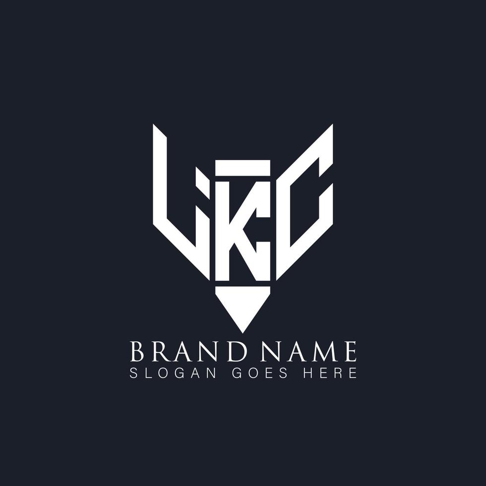 LKC letter logo design on black background. LKC creative monogram pencil  initials letter logo concept. LKC Unique modern flat abstract vector logo design.